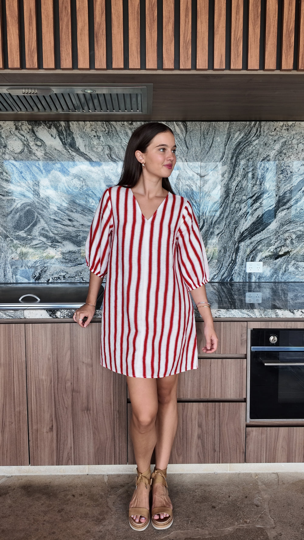 Luoni | Raffi Mini Dress | Red & White Stripe - Dutch Hideout