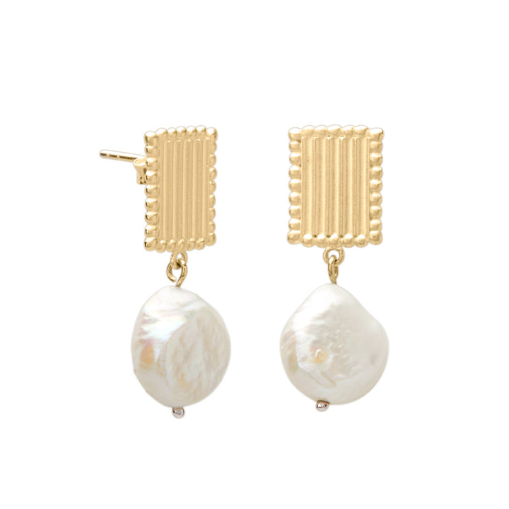 Murkai | Aphrodite Goddess Small Pearl Earrings | 18KT Yellow Gold Plate