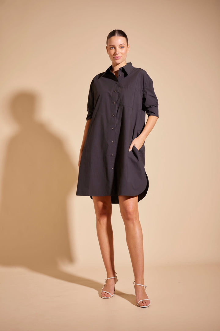 Alessandra | Vienne Pima Cotton Dress in Black