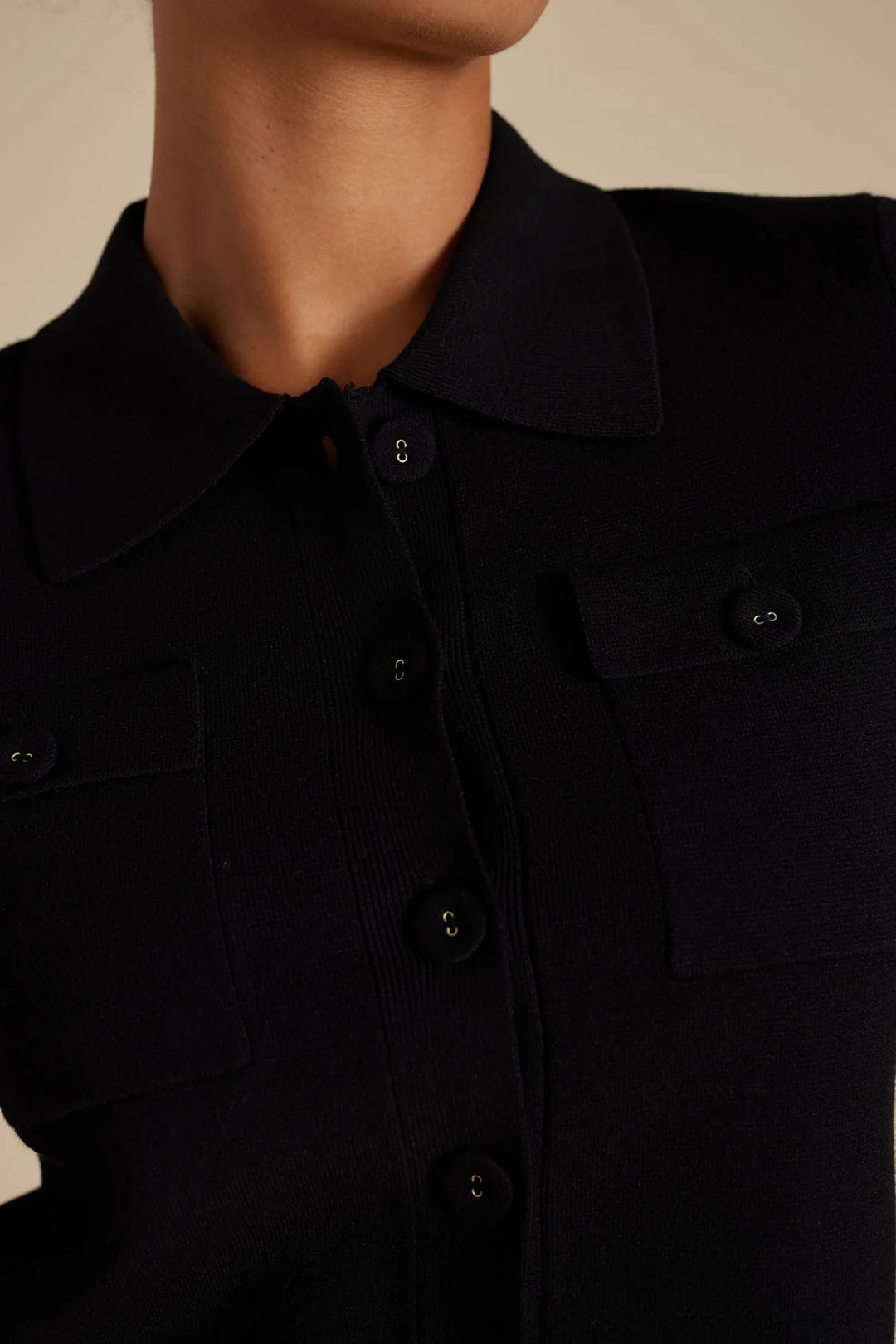 Alessandra| Chelsea Crepe Knit Jacket in Black