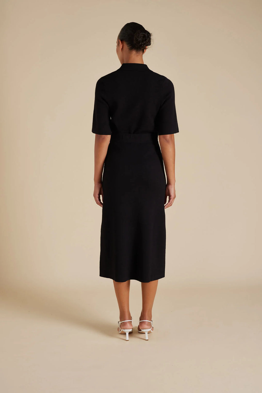 Alessandra | Chelsea Crepe Knit Skirt in Black
