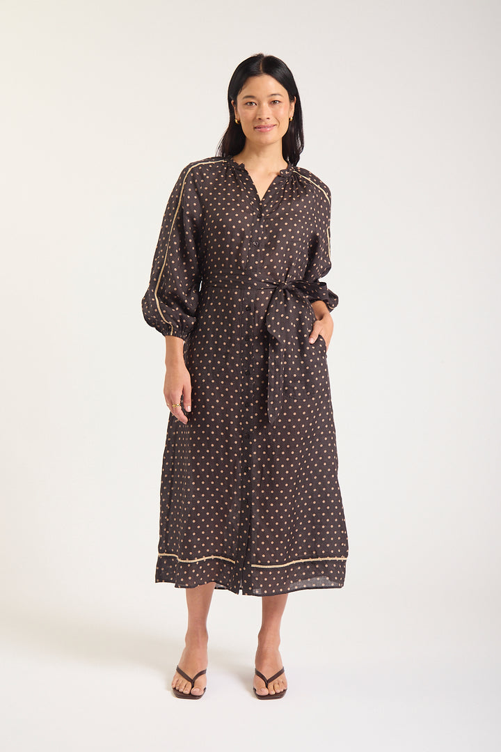 Alessandra | Antonia Dress | Chocolate / Beige - Dutch Hideout