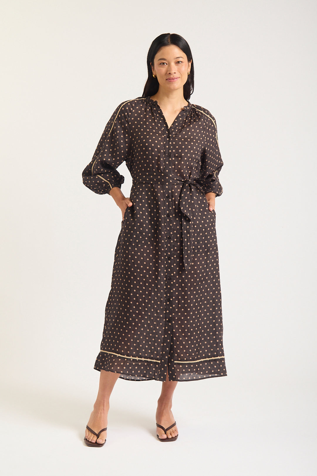Alessandra | Antonia Dress | Chocolate / Beige - Dutch Hideout