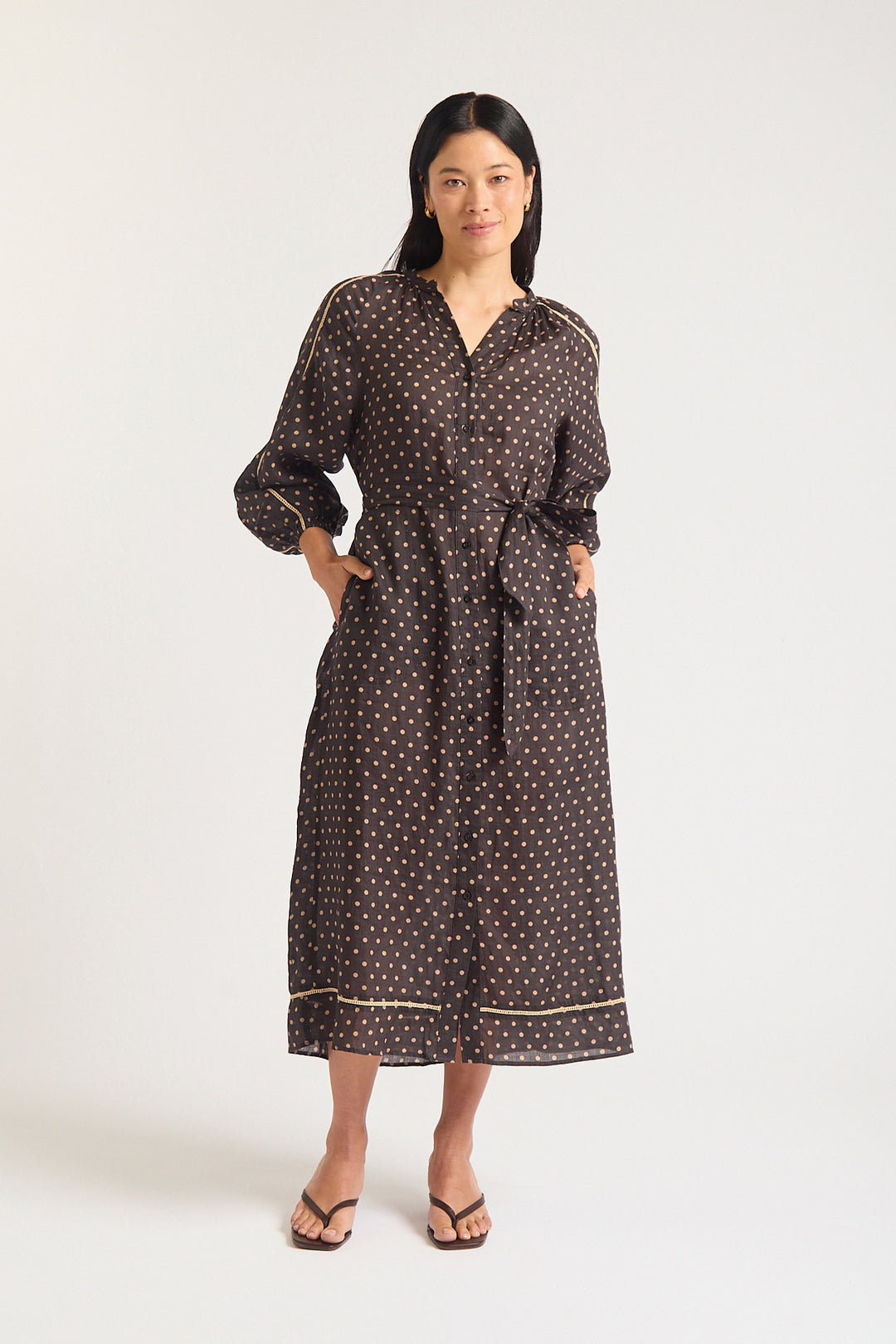Alessandra | Antonia Dress | Chocolate / Beige - Dutch Hideout