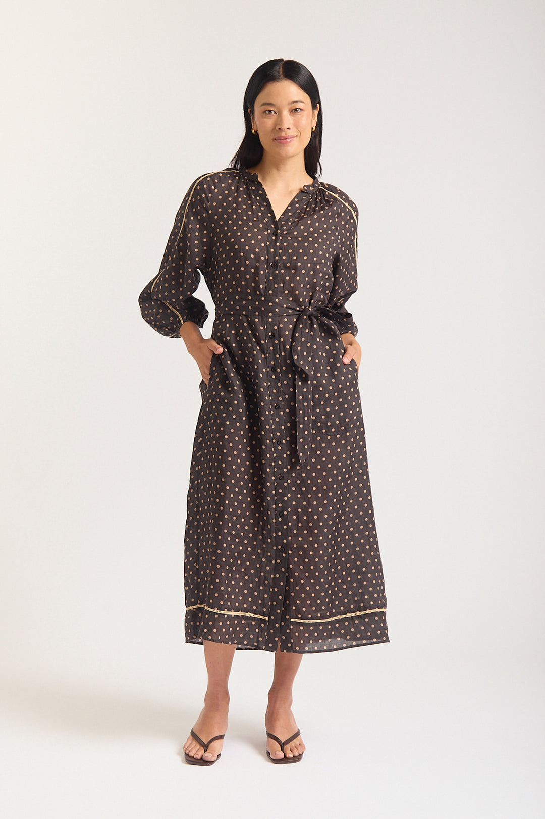 Alessandra | Antonia Dress | Chocolate / Beige - Dutch Hideout