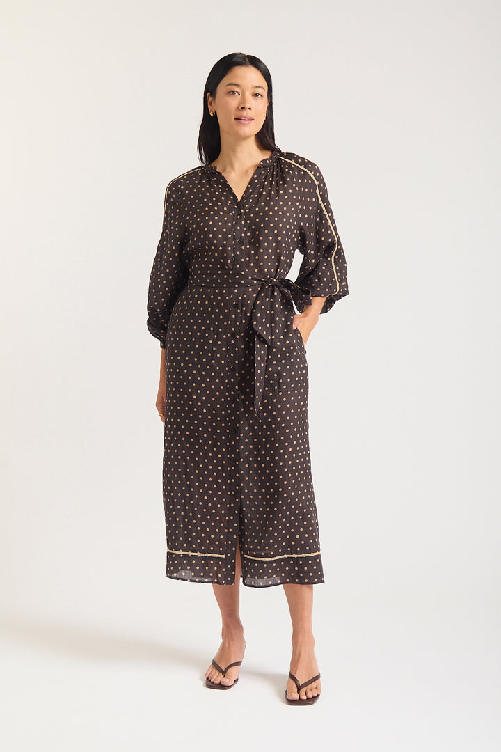 Alessandra | Antonia Dress | Chocolate / Beige - Dutch Hideout