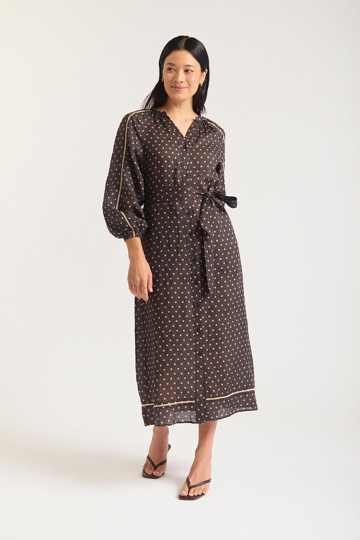 Alessandra | Antonia Dress | Chocolate / Beige - Dutch Hideout