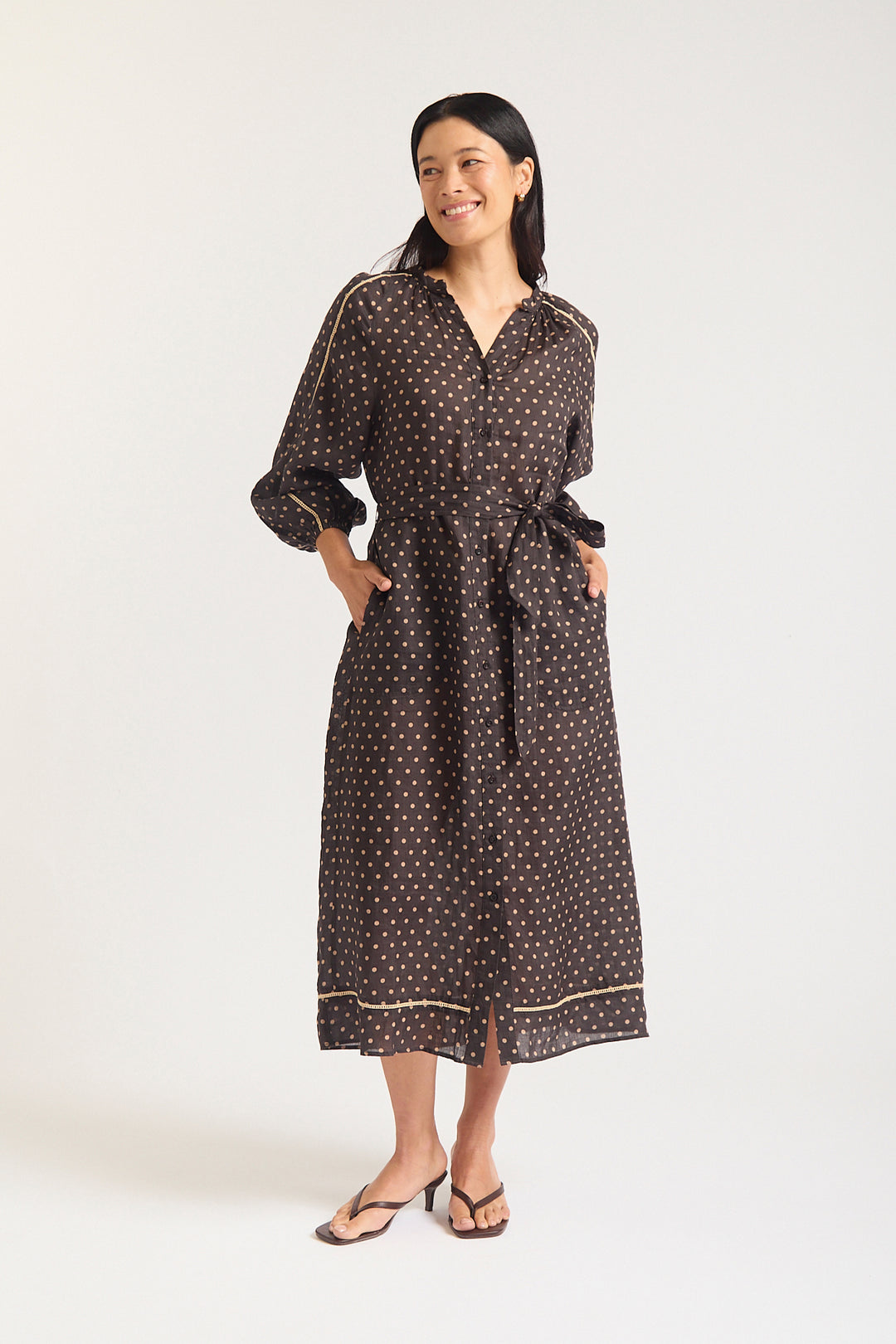Alessandra | Antonia Dress | Chocolate / Beige - Dutch Hideout
