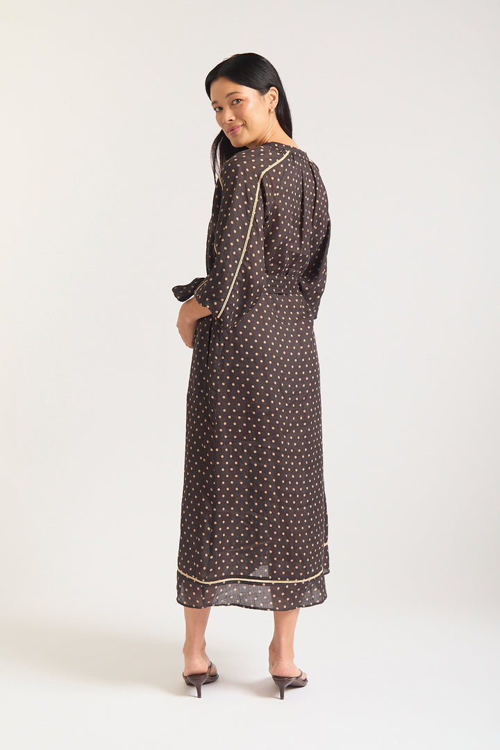 Alessandra | Antonia Dress | Chocolate / Beige - Dutch Hideout