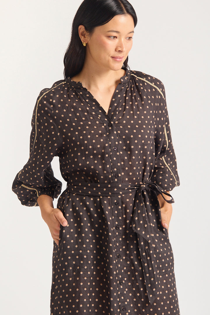 Alessandra | Antonia Dress | Chocolate / Beige - Dutch Hideout