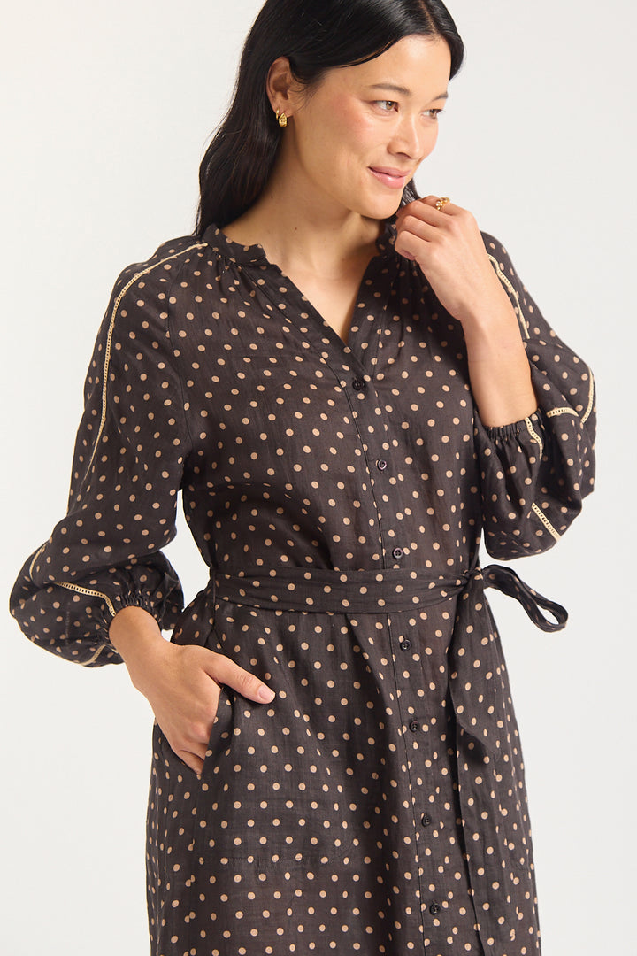 Alessandra | Antonia Dress | Chocolate / Beige - Dutch Hideout