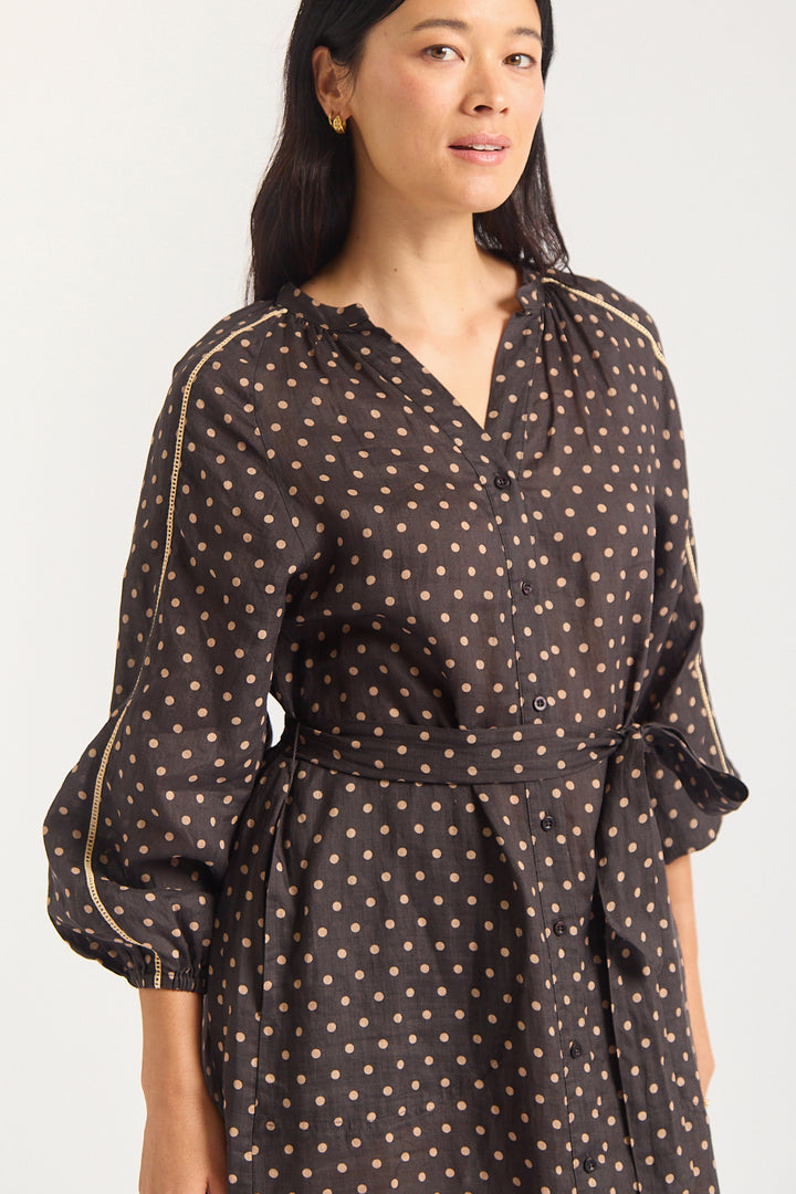 Alessandra | Antonia Dress | Chocolate / Beige - Dutch Hideout