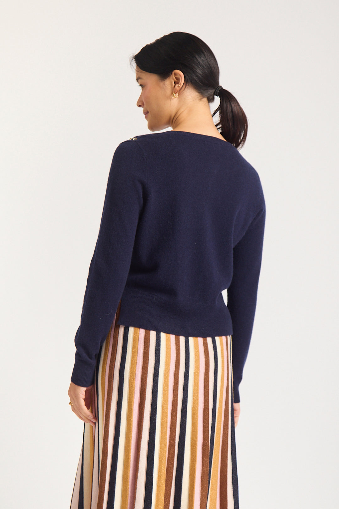 Alessandra | Perida Merino Cashmere Cardigan | Peacoat - Dutch Hideout