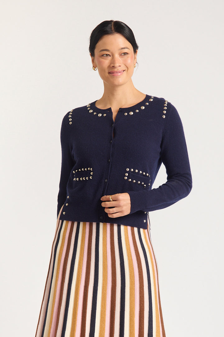 Alessandra | Perida Merino Cashmere Cardigan | Peacoat - Dutch Hideout