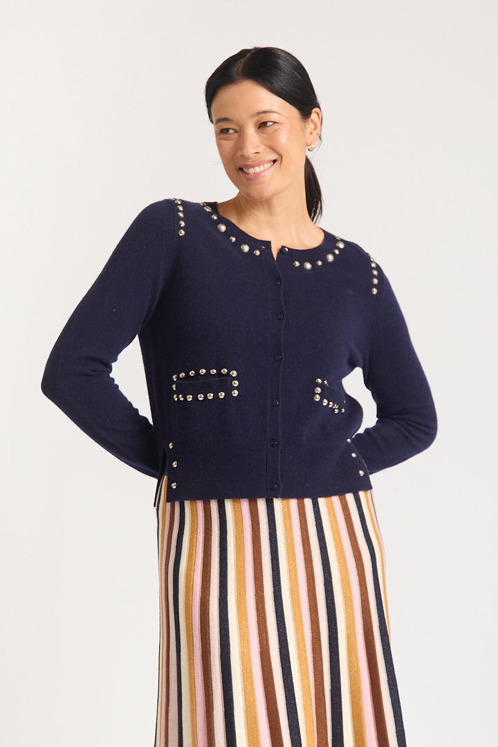 Alessandra | Perida Merino Cashmere Cardigan | Peacoat - Dutch Hideout