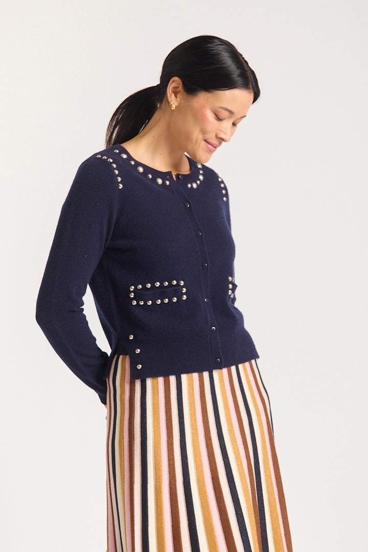 Alessandra | Perida Merino Cashmere Cardigan | Peacoat - Dutch Hideout