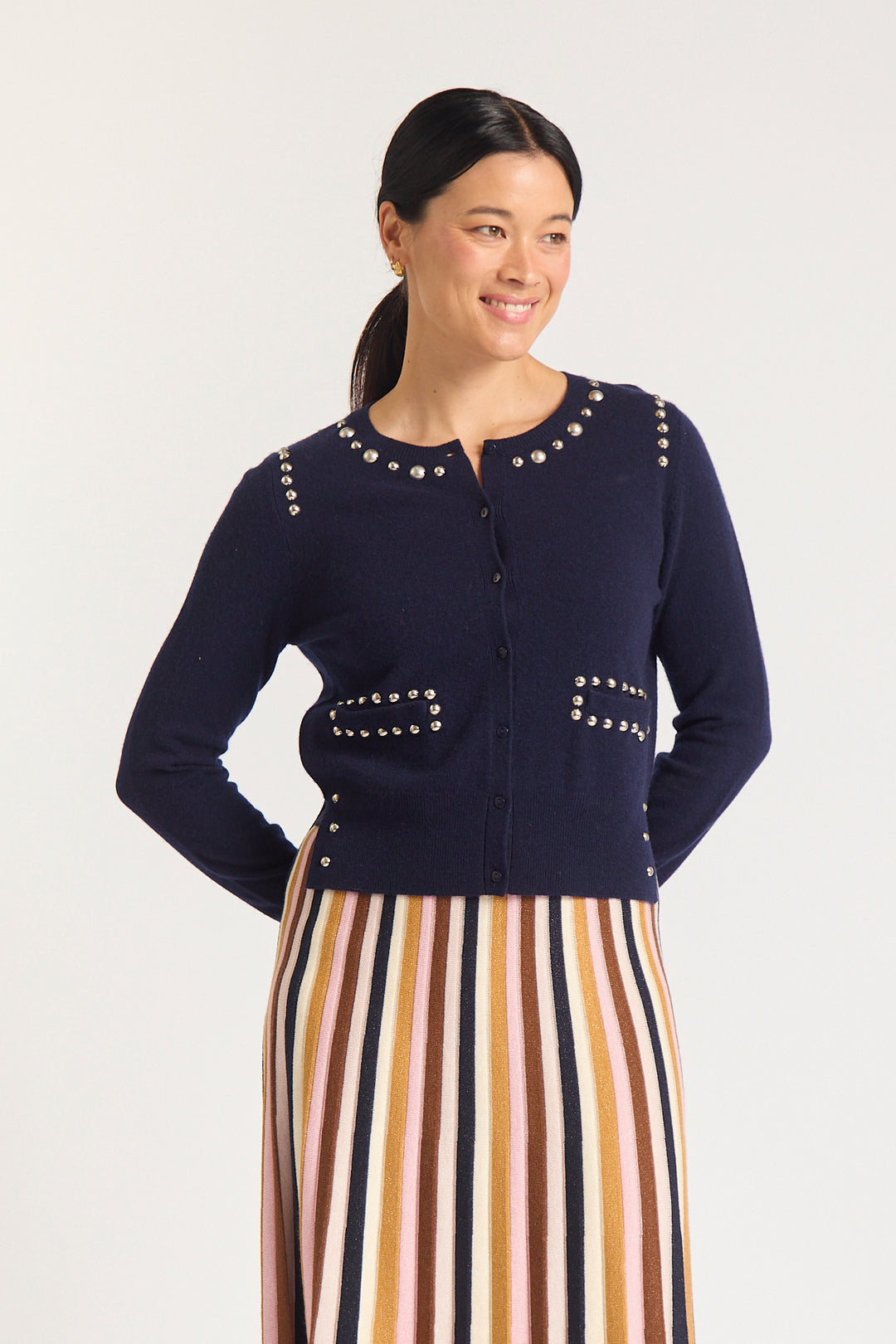 Alessandra | Perida Merino Cashmere Cardigan | Peacoat - Dutch Hideout