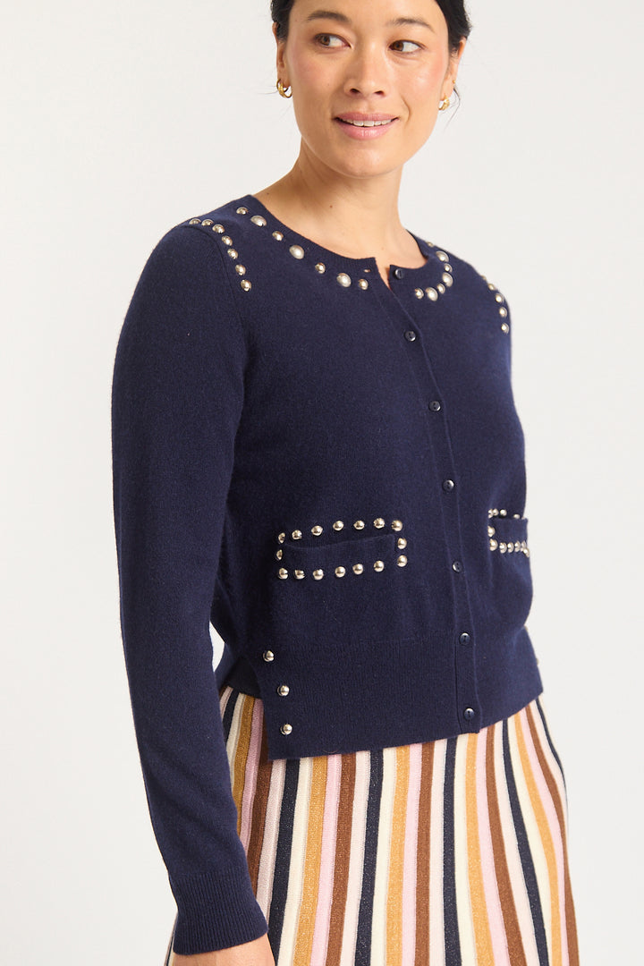 Alessandra | Perida Merino Cashmere Cardigan | Peacoat - Dutch Hideout