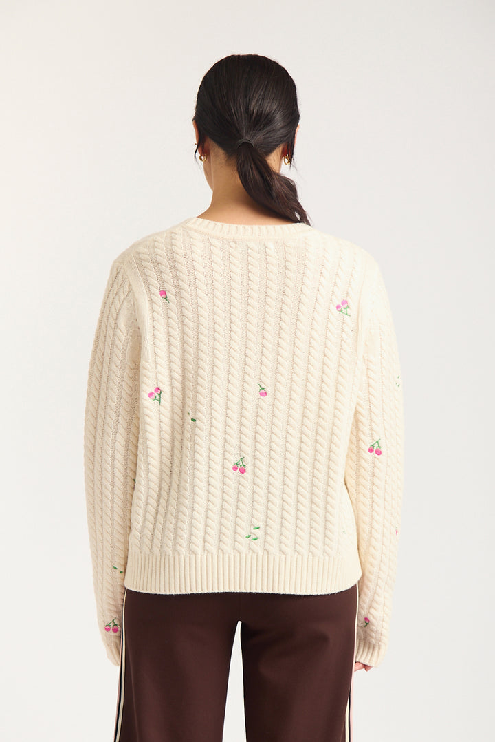 Alessandra | Rosette Merino Cashmere Sweater | Ivory - Dutch Hideout