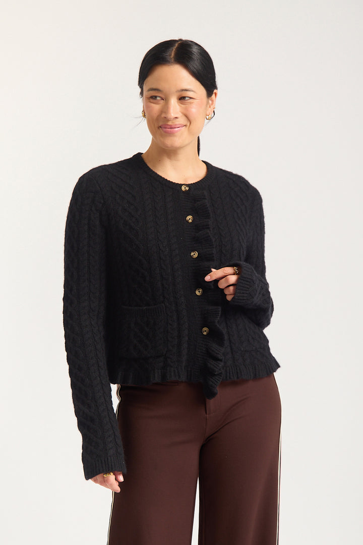 Alessandra | Peony Cardigan | Black - Dutch Hideout