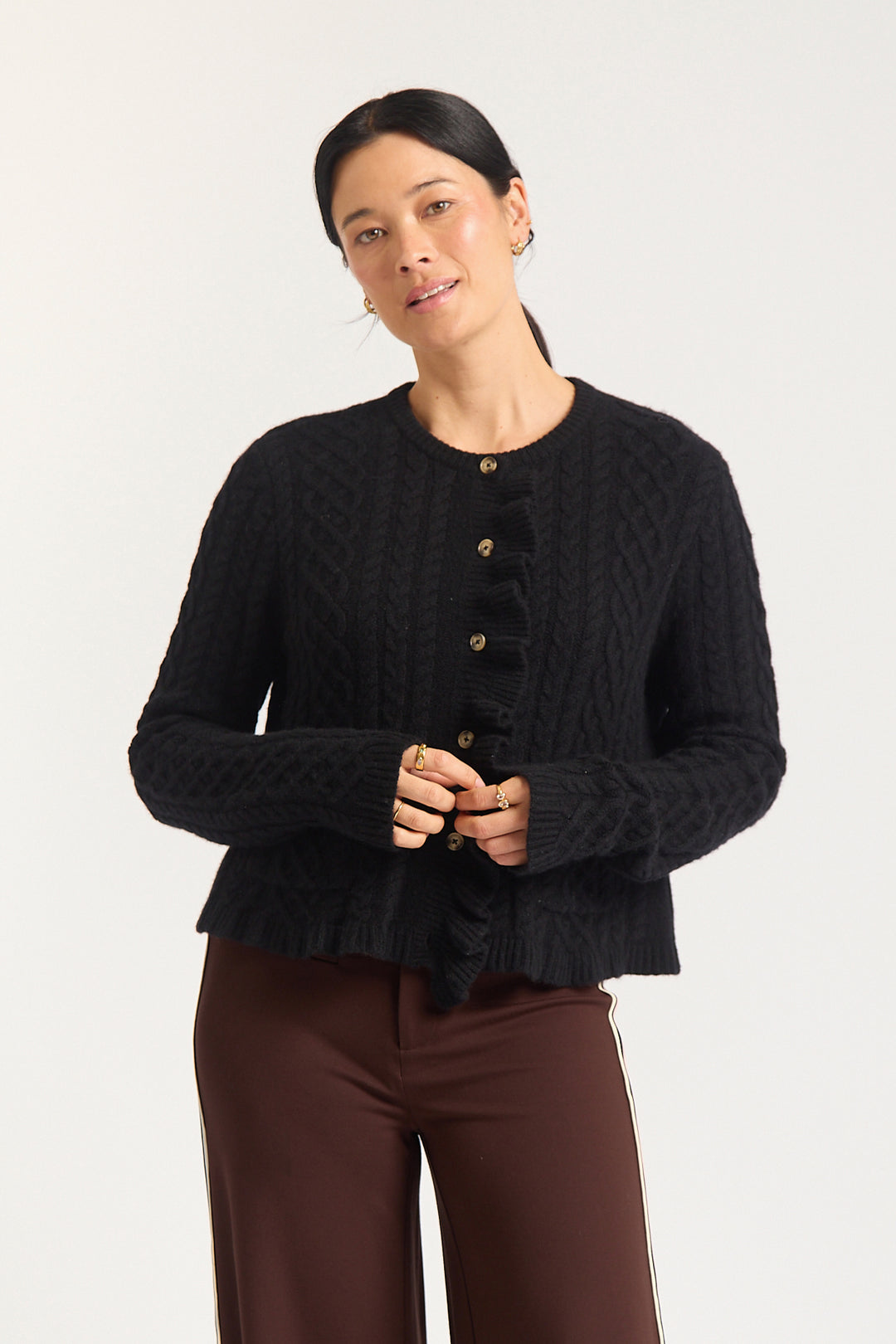 Alessandra | Peony Cardigan | Black - Dutch Hideout