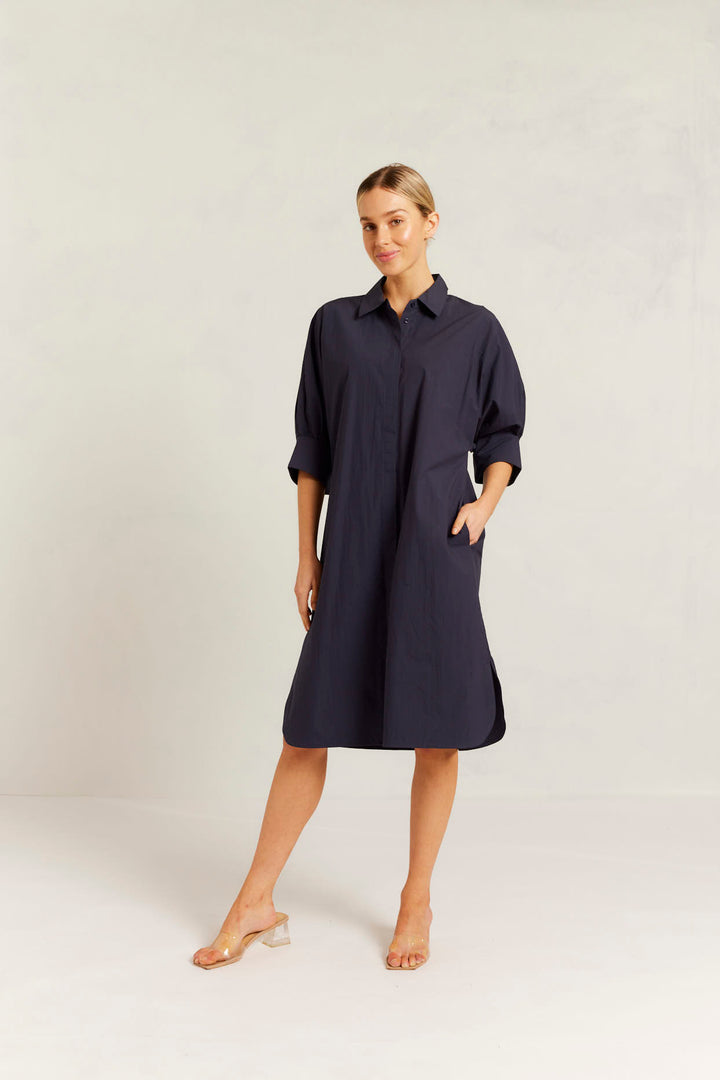 Alessandra | Briar Pima Cotton Dress | Navy