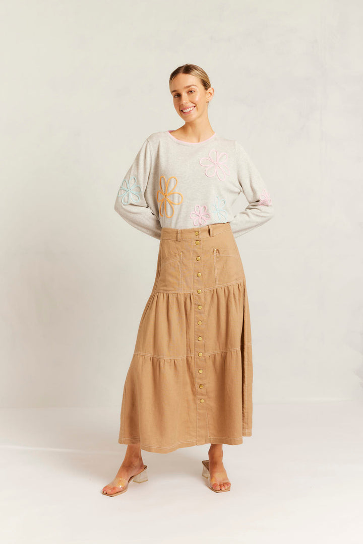 Alessandra | Lotus Linen Skirt | Latte