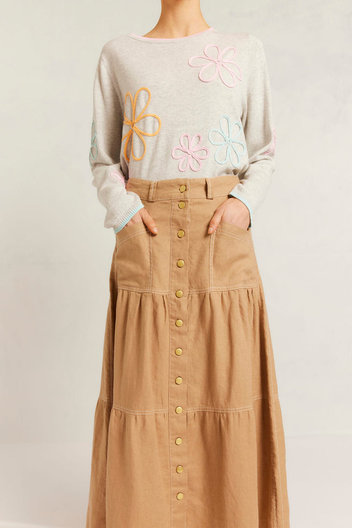 Alessandra | Lotus Linen Skirt | Latte