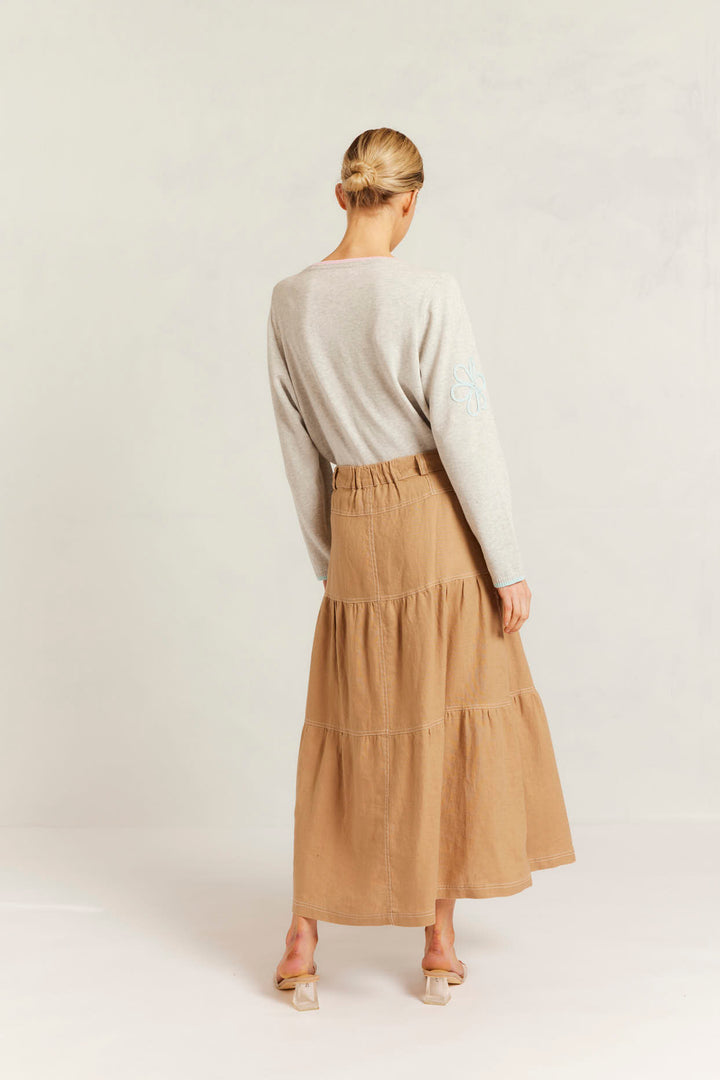 Alessandra | Lotus Linen Skirt | Latte