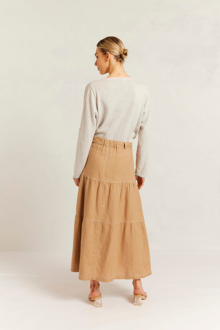 Alessandra | Lotus Linen Skirt | Latte