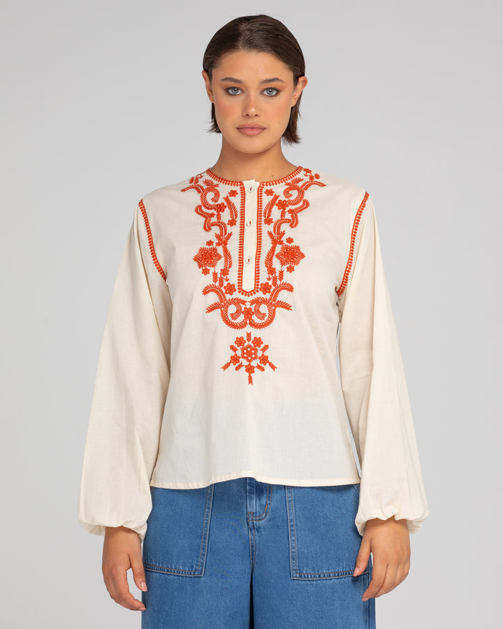 Boom Shankar | Jadu Shirt - Embroidered Rust | Turtle Dove