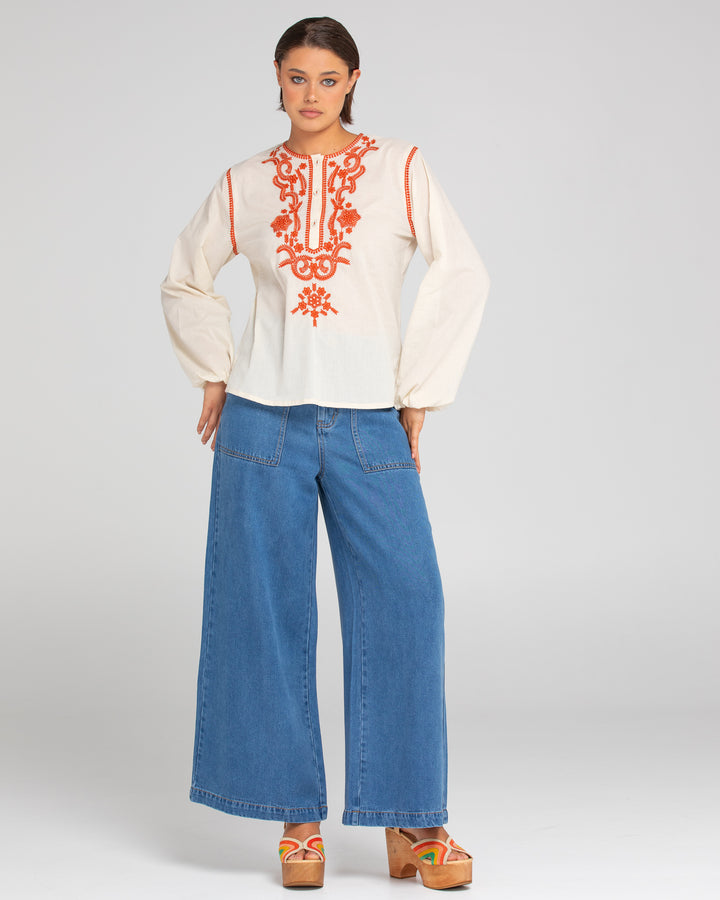 Boom Shankar | Jadu Shirt - Embroidered Rust | Turtle Dove