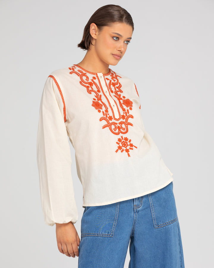 Boom Shankar | Jadu Shirt - Embroidered Rust | Turtle Dove