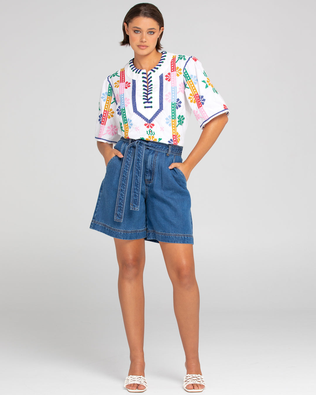 Boom Shankar | Luna Top - Embroidered Multi | White / Multi