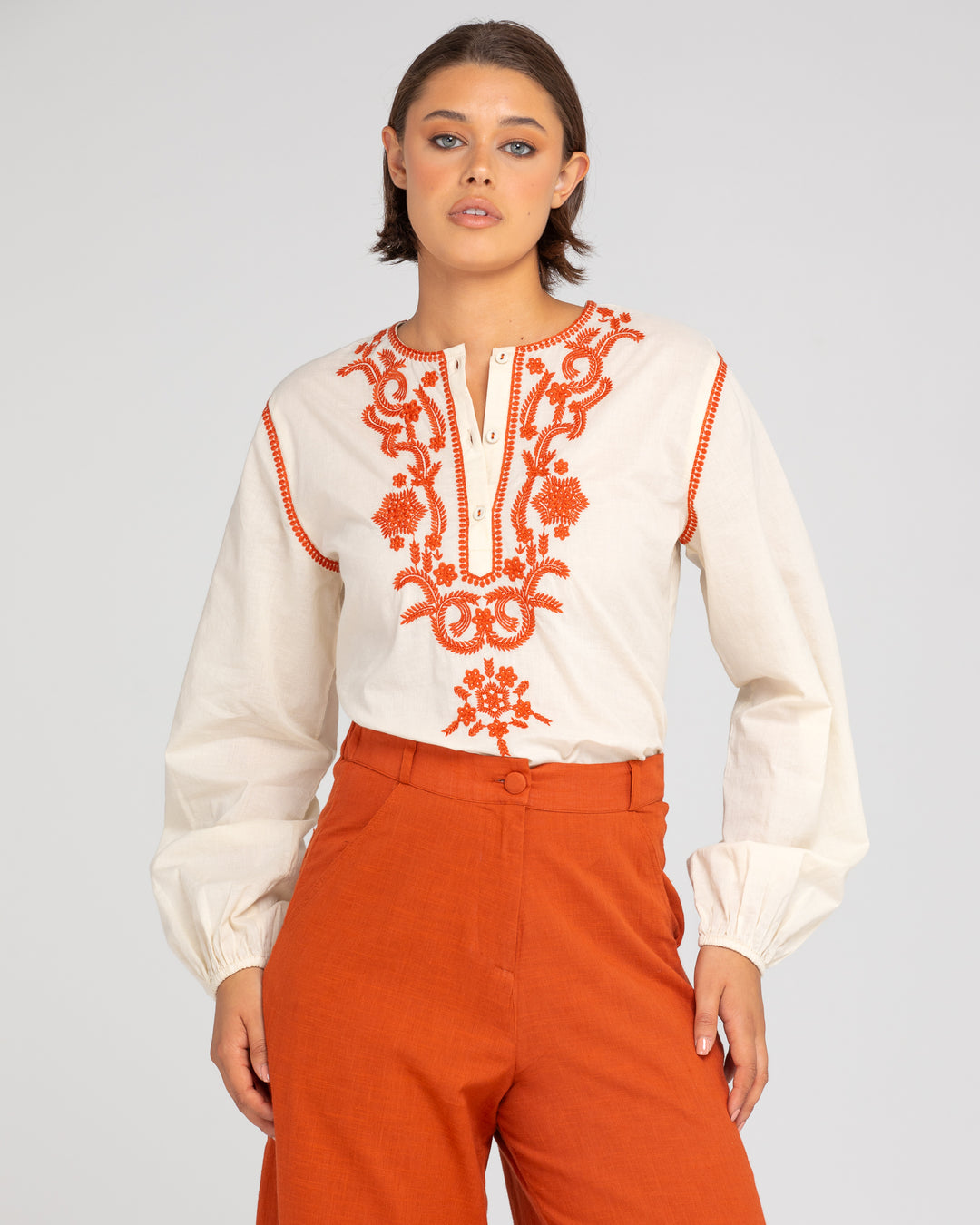 Boom Shankar | Jadu Shirt - Embroidered Rust | Turtle Dove