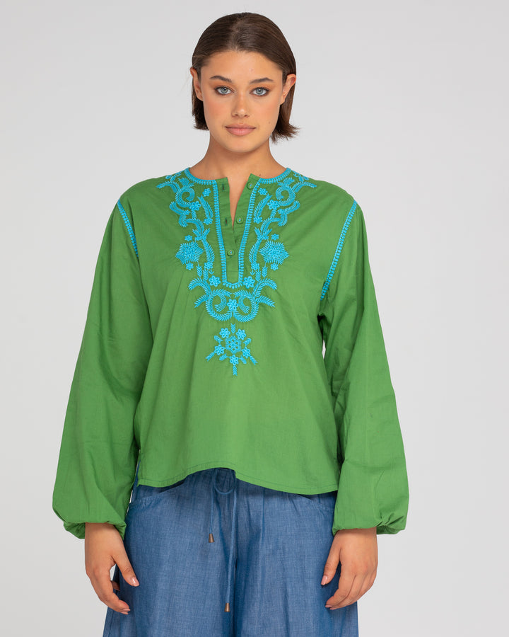 Boom Shankar | Jadu Shirt | Embroidered Green