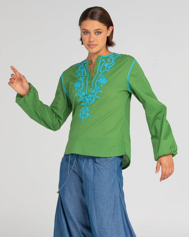 Boom Shankar | Jadu Shirt | Embroidered Green