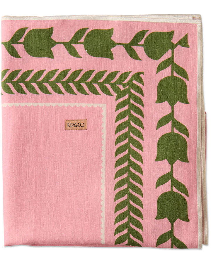 Kip & Co |FLOWER CHAIN EMBROIDERED TABLECLOTH |Large Rectangular 8-10 seater