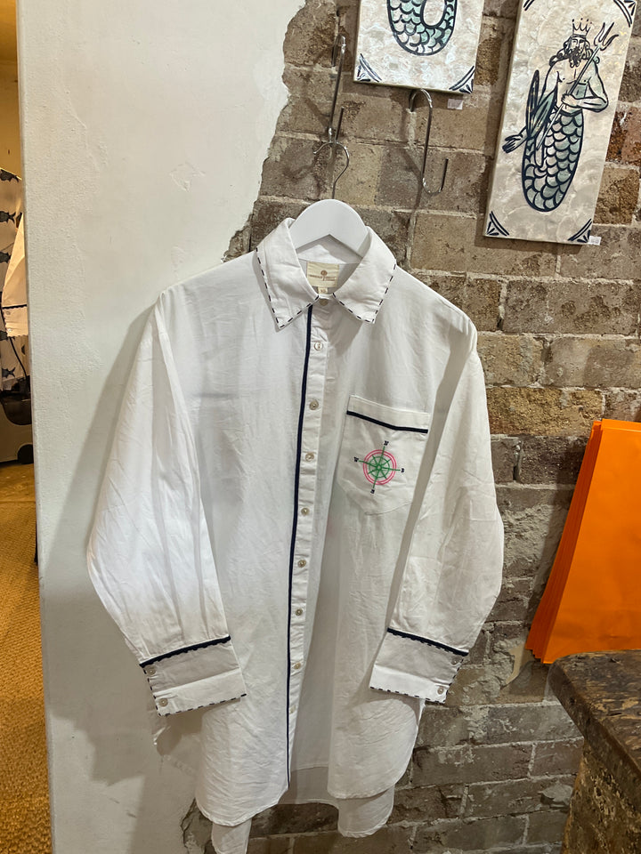 MANDALAY DESIGNS I CATCH OF THE DAY SHIRT I WHITE MULTI - Dutch Hideout