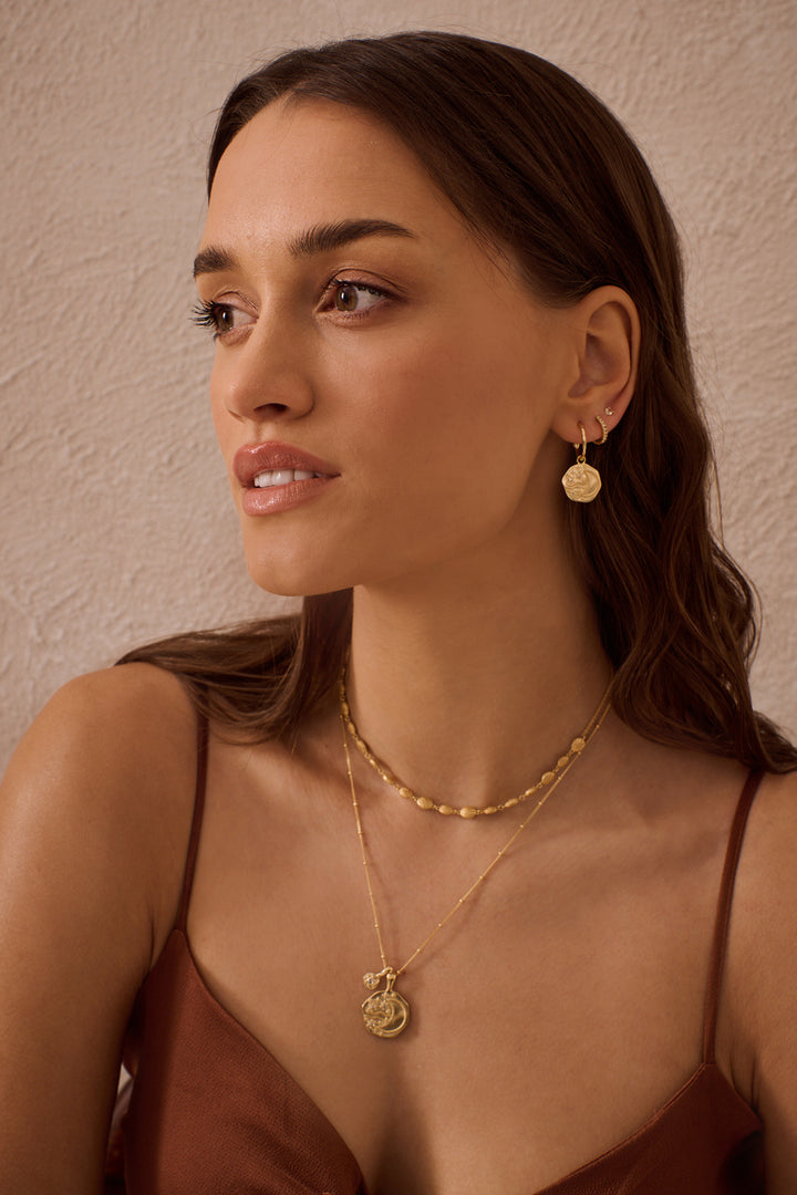 Murkani | Night Sky Pendant Hoop Earrings | 18KT Yellow Gold Plate