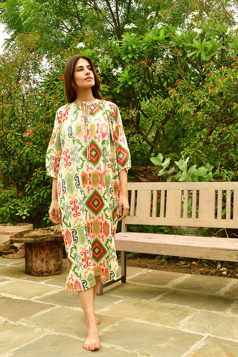 Mandalay Designs | Mrs Kapoor Maxi Dress | Off White Multi
