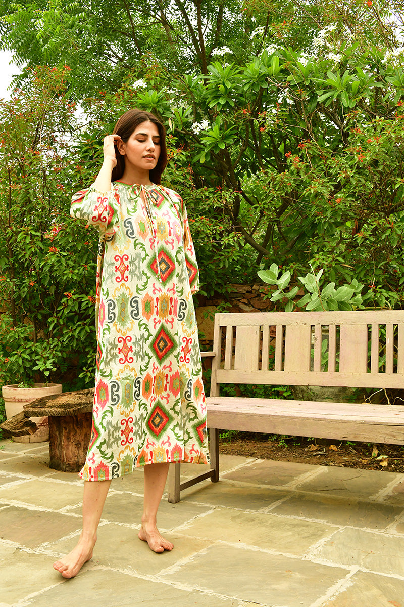 Mandalay Designs | Mrs Kapoor Maxi Dress | Off White Multi