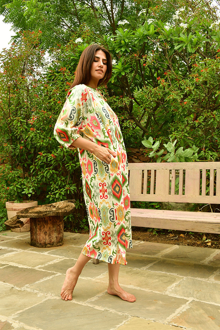 Mandalay Designs | Mrs Kapoor Maxi Dress | Off White Multi
