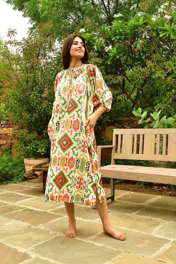 Mandalay Designs | Mrs Kapoor Maxi Dress | Off White Multi