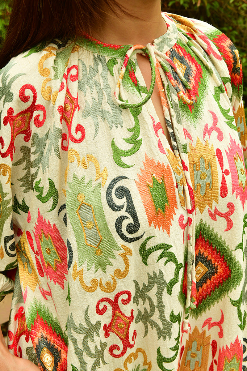 Mandalay Designs | Mrs Kapoor Maxi Dress | Off White Multi