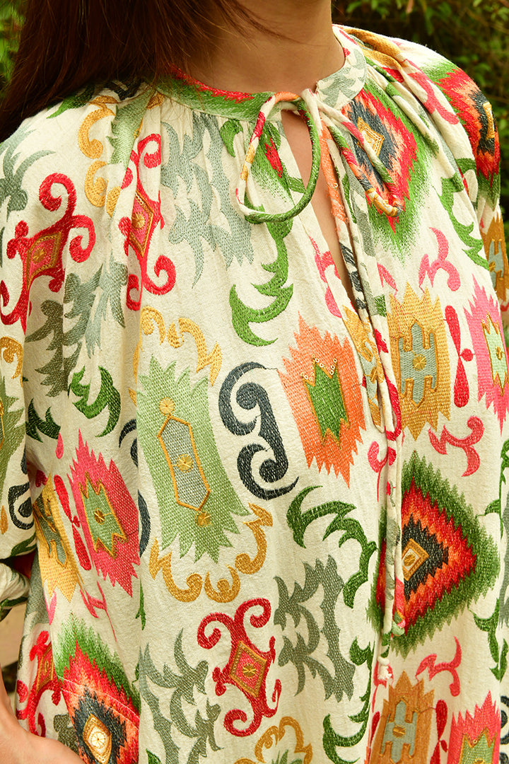 Mandalay Designs | Mrs Kapoor Maxi Dress | Off White Multi