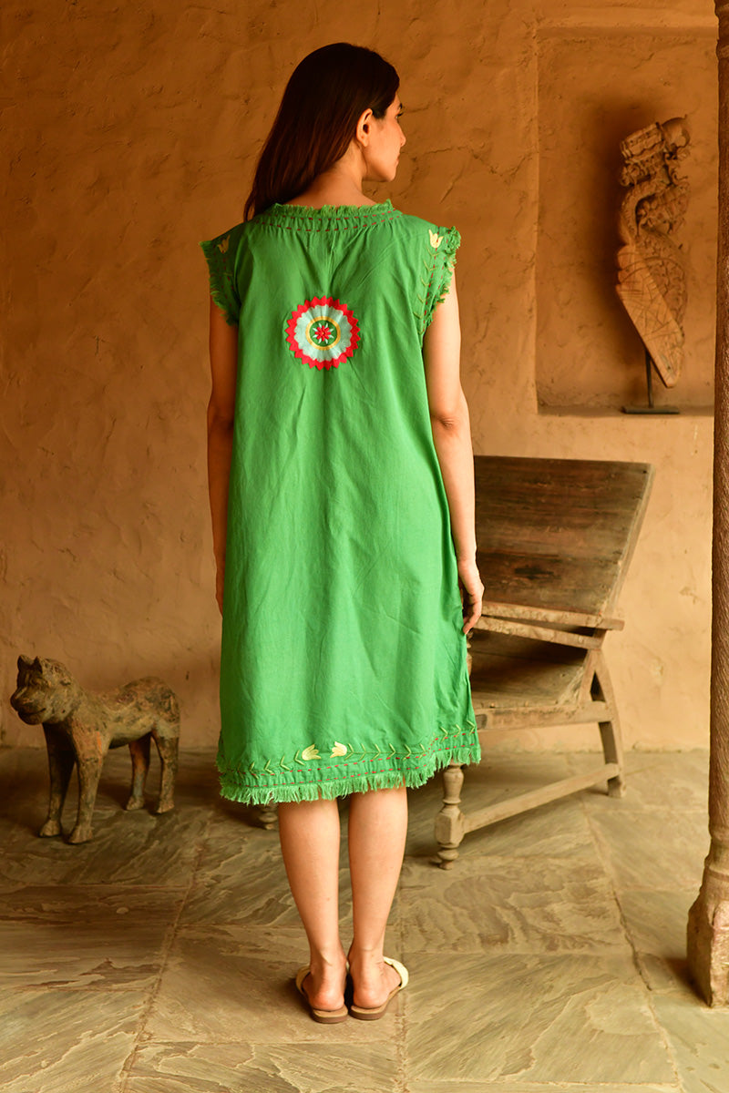 Mandalay Designs | Evelyn Gidget Midi Dress - Leaf | Green