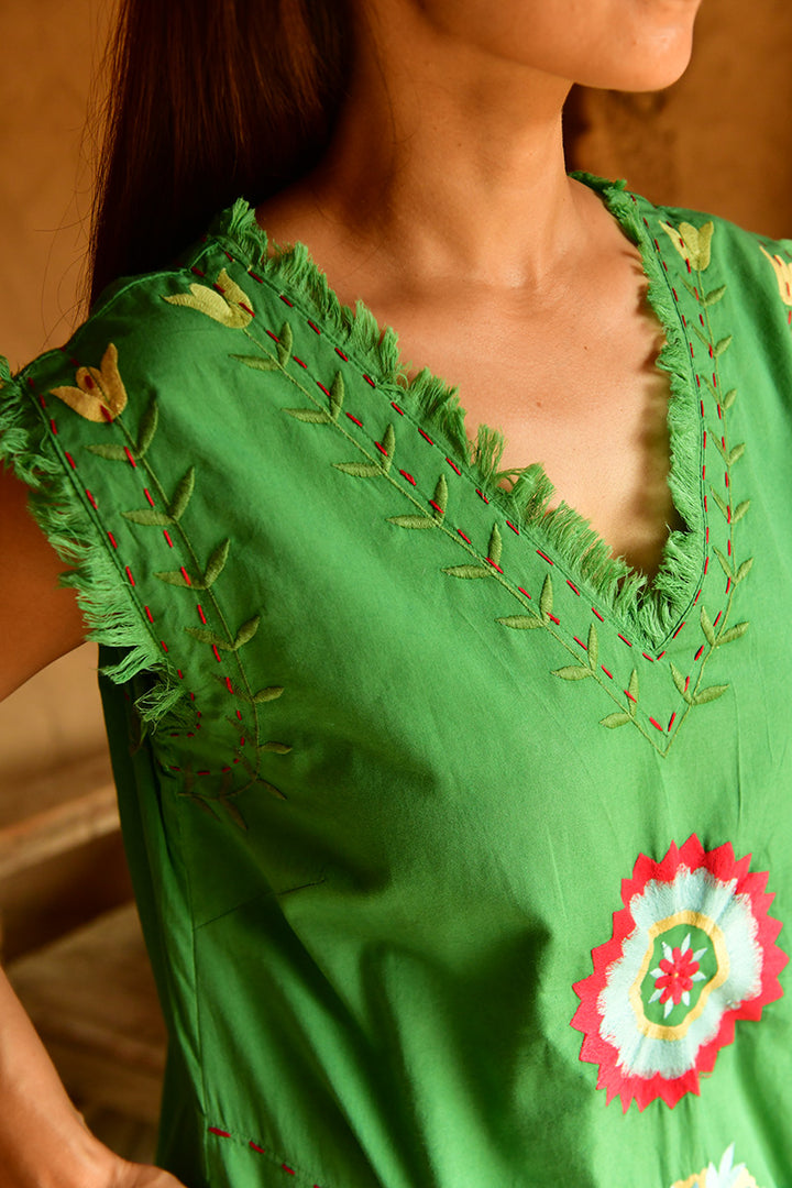 Mandalay Designs | Evelyn Gidget Midi Dress - Leaf | Green