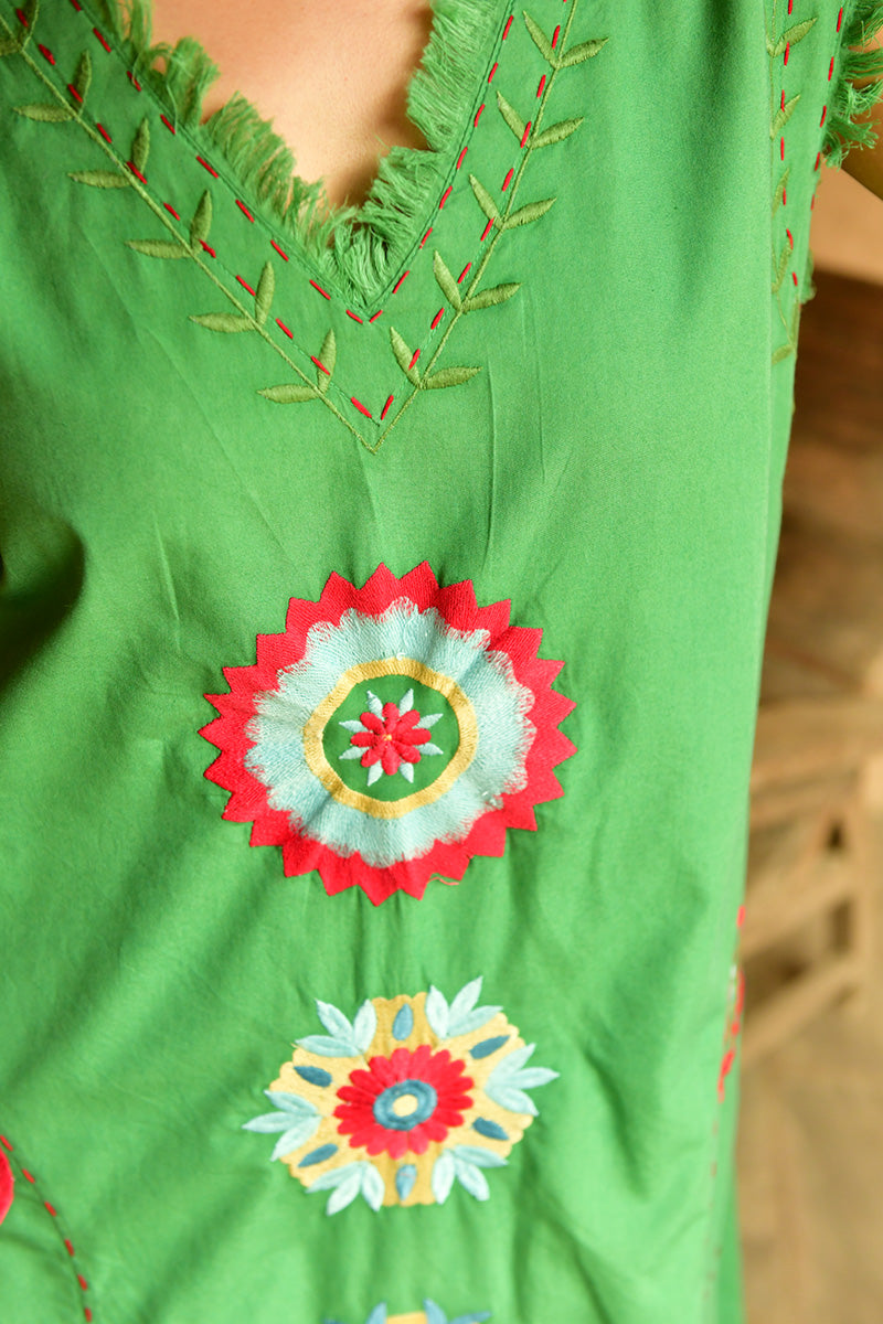 Mandalay Designs | Evelyn Gidget Midi Dress - Leaf | Green