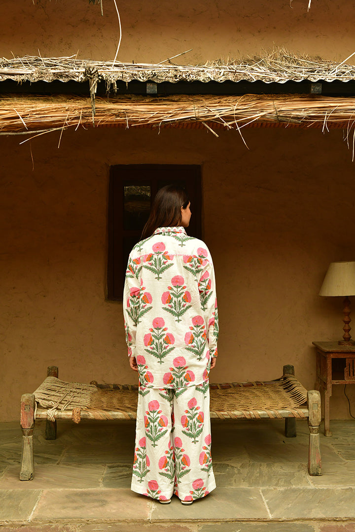 Mandalay Designs | Big Marigold Shirt | White